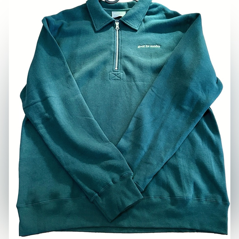 Good For Sunday Tencel Zip Polo Sweatshirt XL Forest Green Made Canada NWT